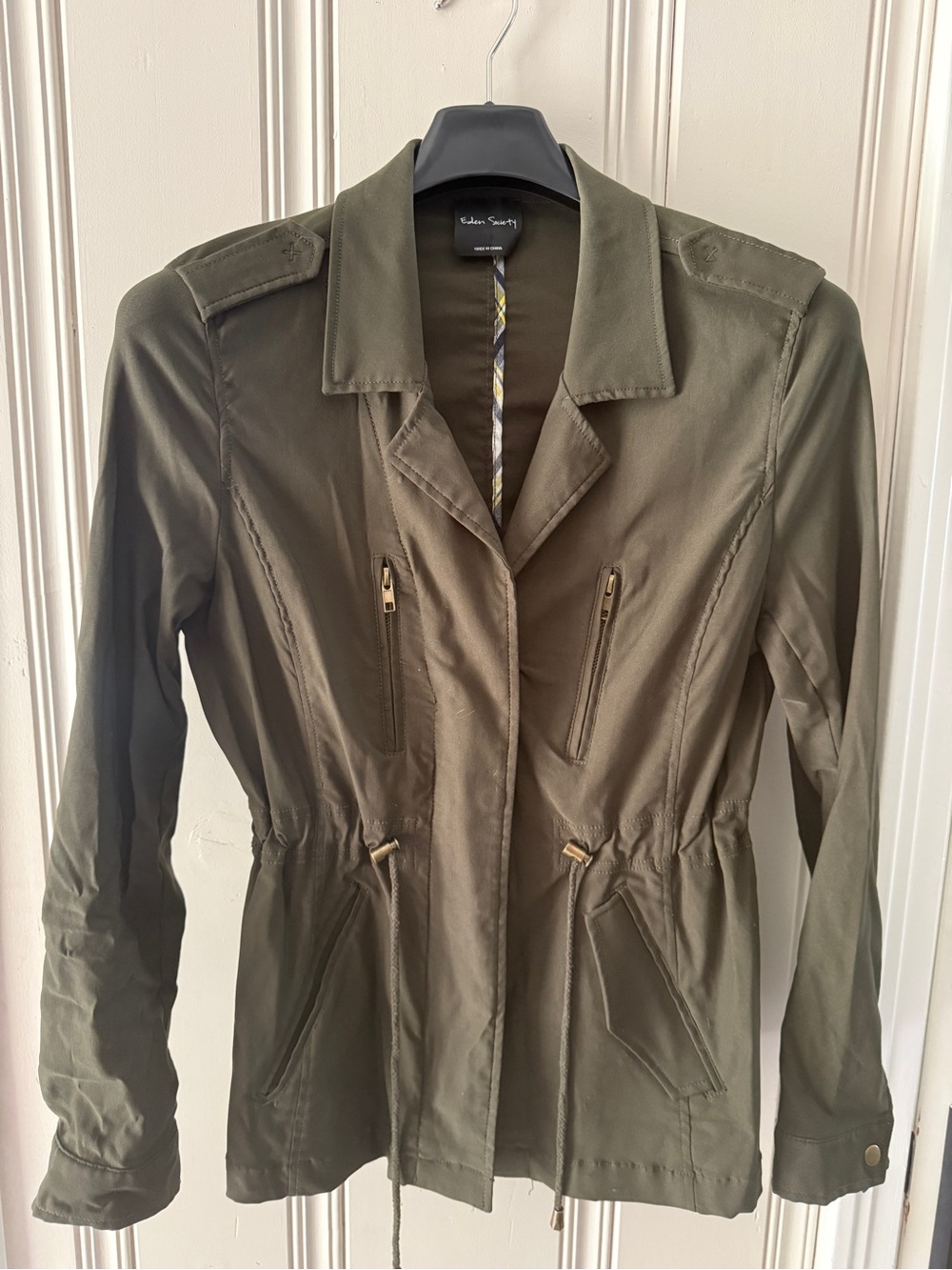 Eden Society Olive Green Utility Jacket Medium Military Safari Drawstring Waist